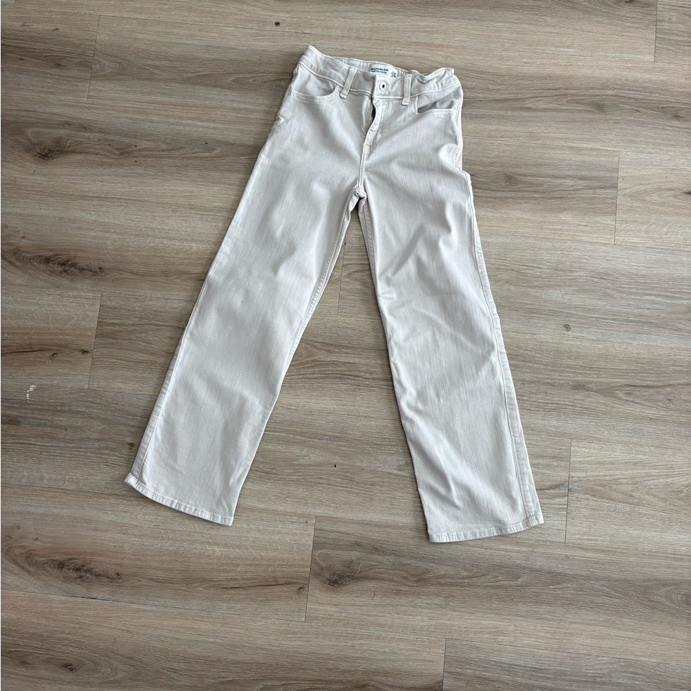 Abercrombie girls Cream Pants high ride wide leg
